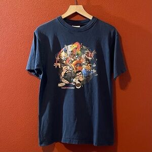 JNCO Men’s Vintage Faded Flamehead Skater Short Sleeve 2000’s Y2K Cartoon Tee
